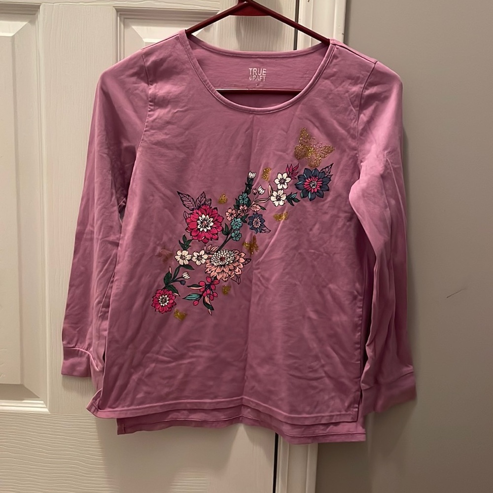 Girls Purple Floral Shirt
